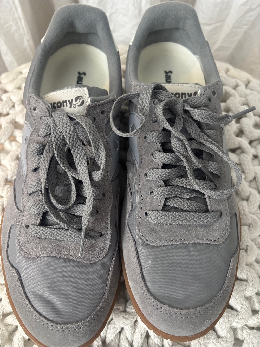 Saucony Gray Suede & Mesh Sneakers with Gum Outsole - Picture 7 of 9